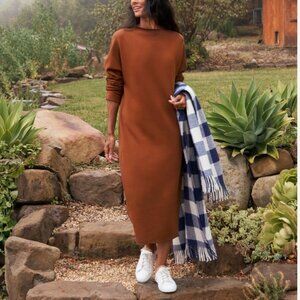 Frank & Eileen Isabelle Funnel Neck Dress in Cinnamon